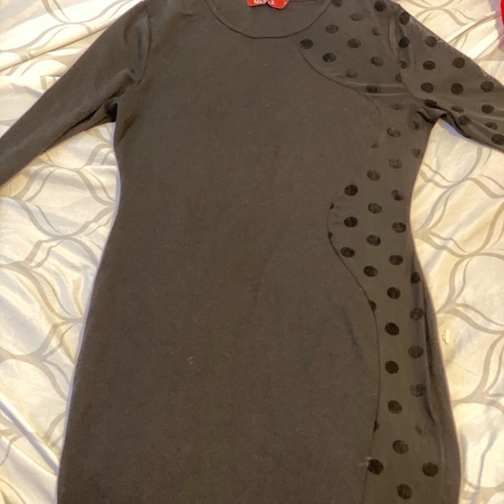 Black polka dot dress